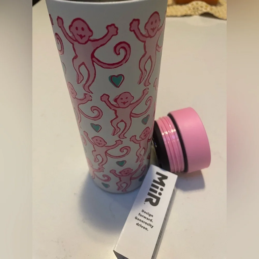 Staebucks × Roller Rabbit Pink Lovely Monkey Stainless Steel Tumbler16fl.oz New